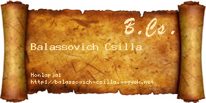 Balassovich Csilla névjegykártya